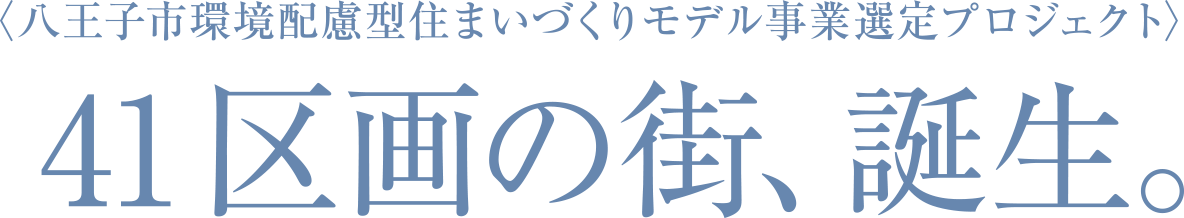 八王子市環境配慮型住まいづくりモデル事業選定プロジェクト 41区画の街、誕生。